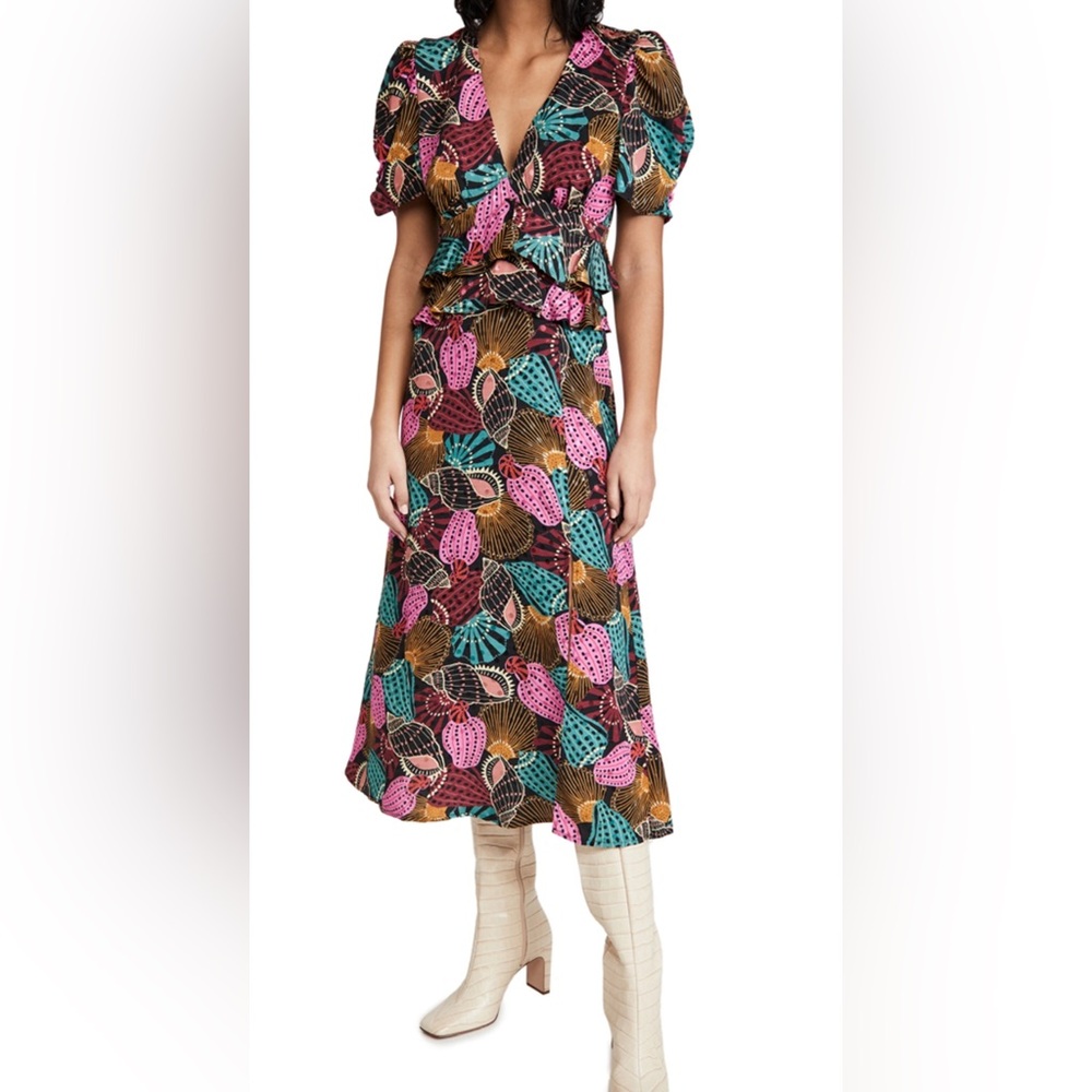 Farm Rio Shell Mix Midi Dress